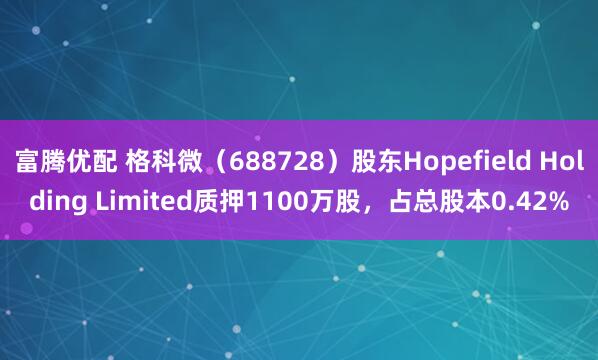 富腾优配 格科微（688728）股东Hopefield Holding Limited质押1100万股，占总股本0.42%